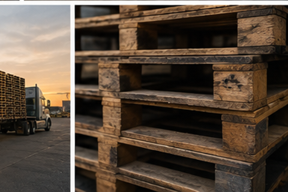 Weathered recycled pallets ready for reuse