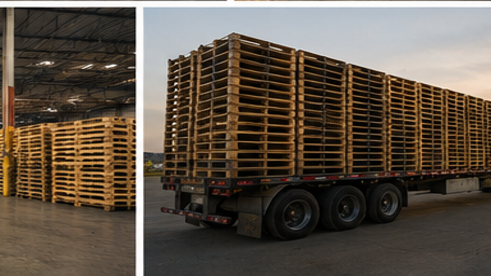 Indoor warehouse forklift with pallets